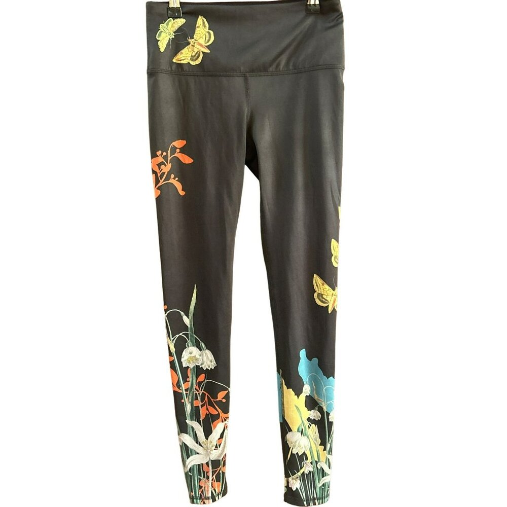 Noli Womens Black Enchanted Bohemian Leggings Small Butterfly Floral Edgy Yoga